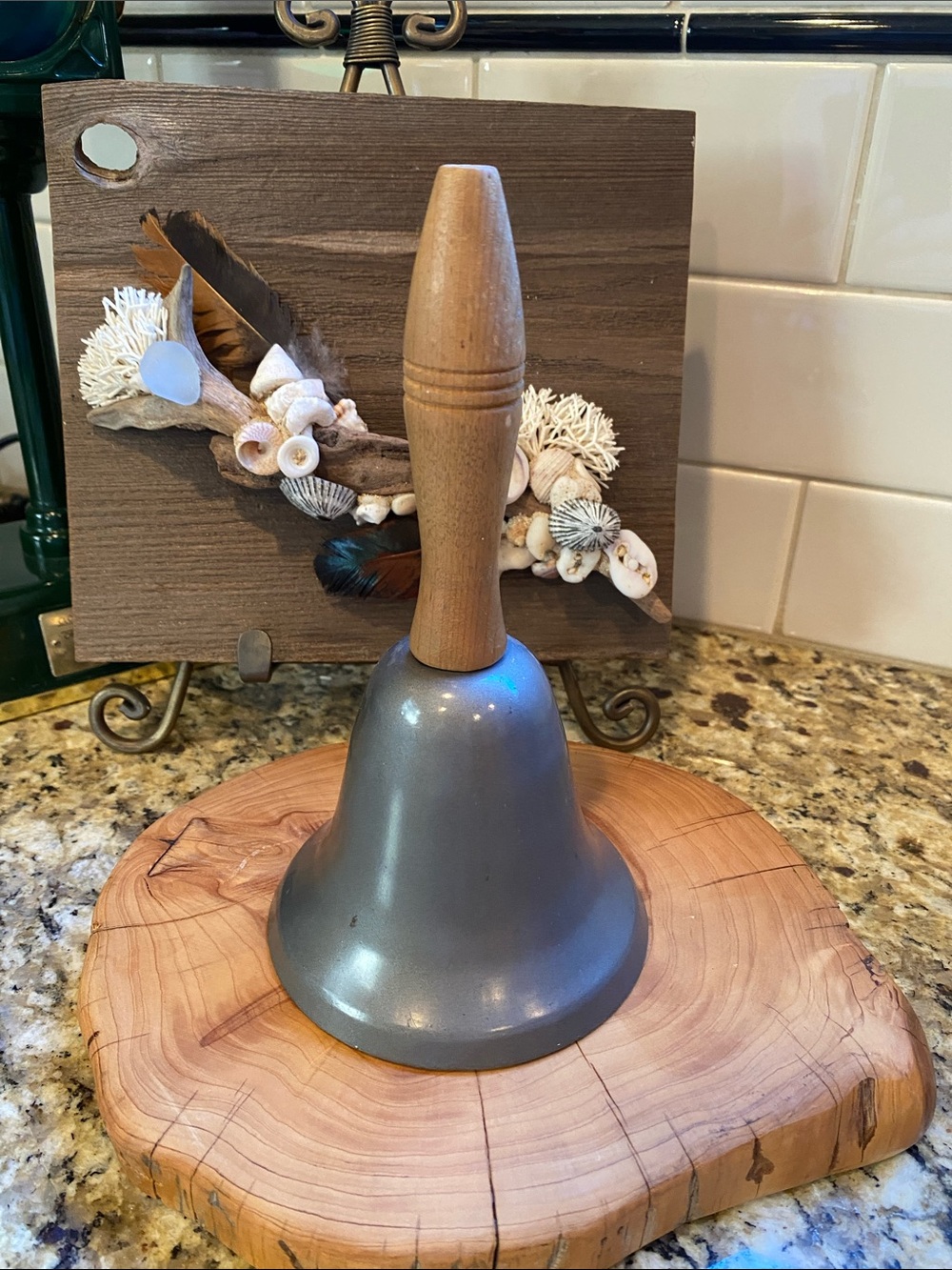 Old fashioned school bell with wood handle. Time for school! 🏫 🔔